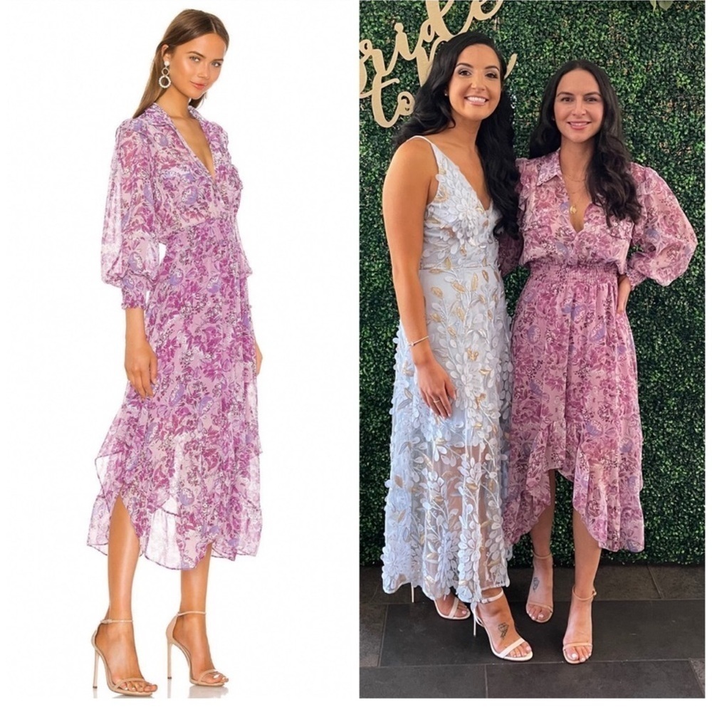 Misa Los Angeles Kaiya Dress in Lilac Floral Purple Midi Size Small - Picture 2 of 9